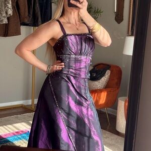 Iridescent Purple Beaded Evening Dress